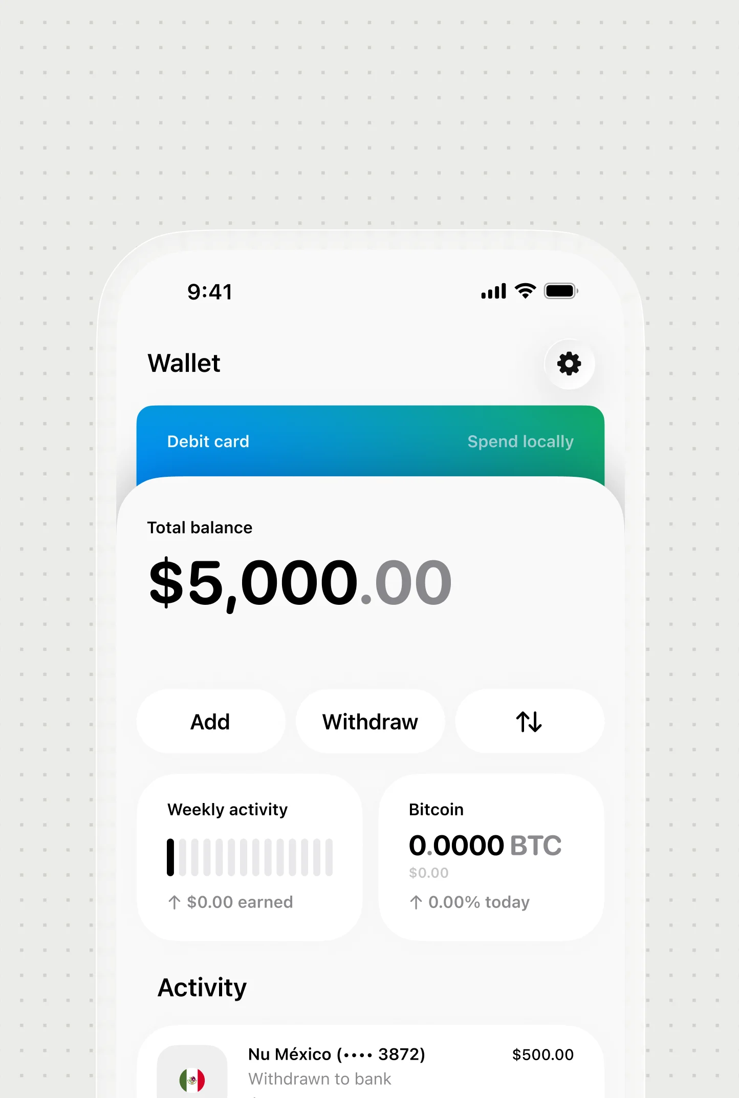 Grid Global Accounts wallet screen