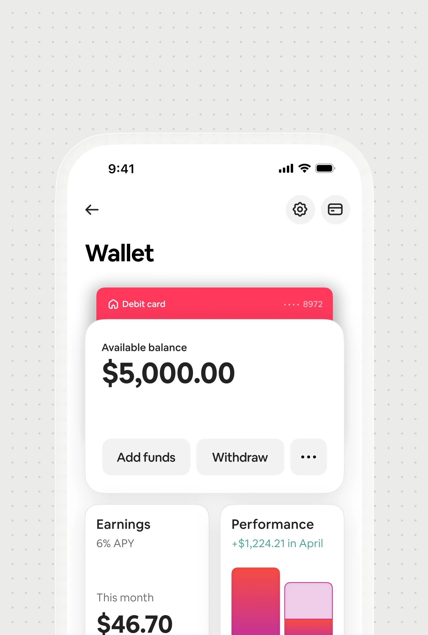 Marketplace wallet screen