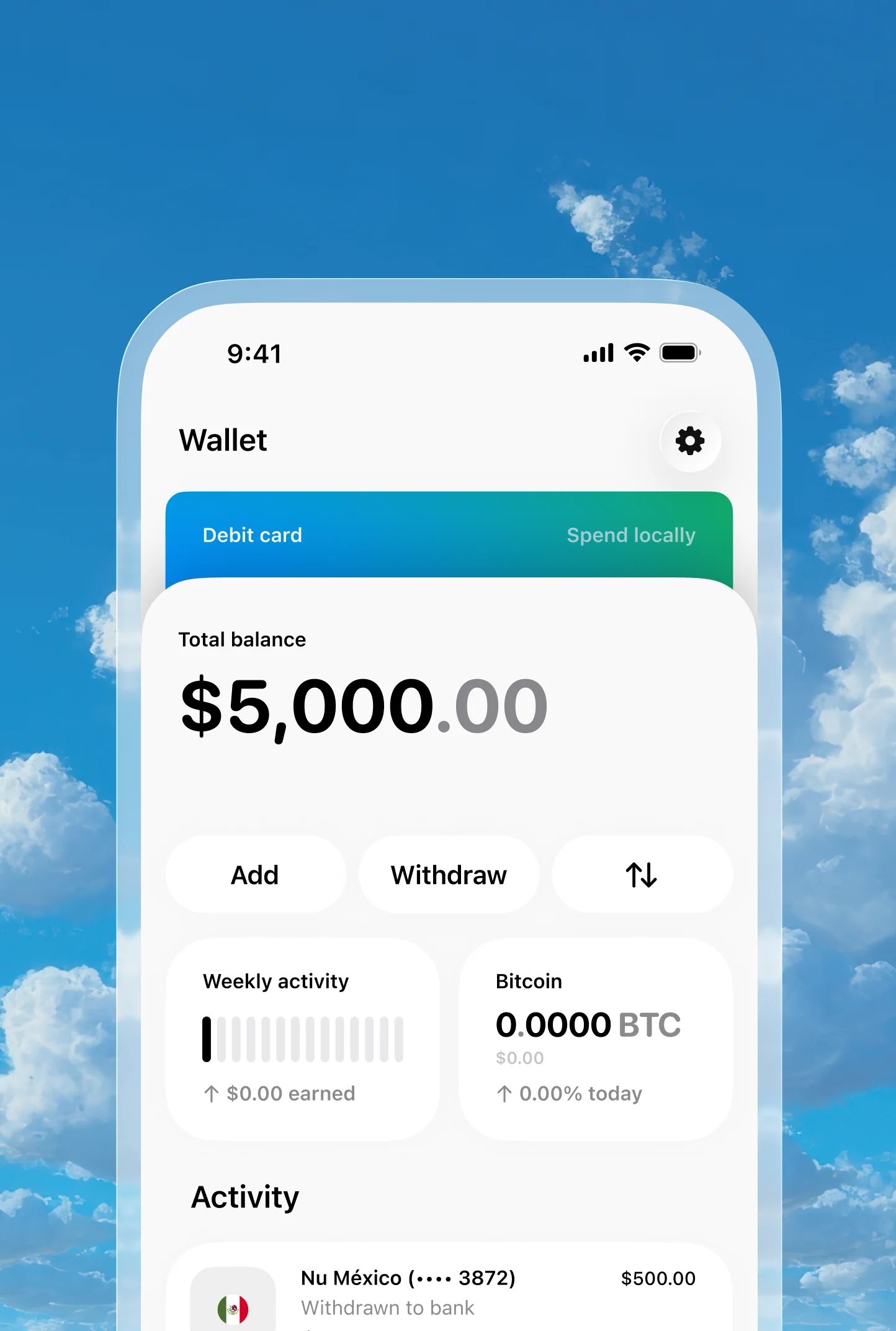 Grid Global Accounts wallet screen